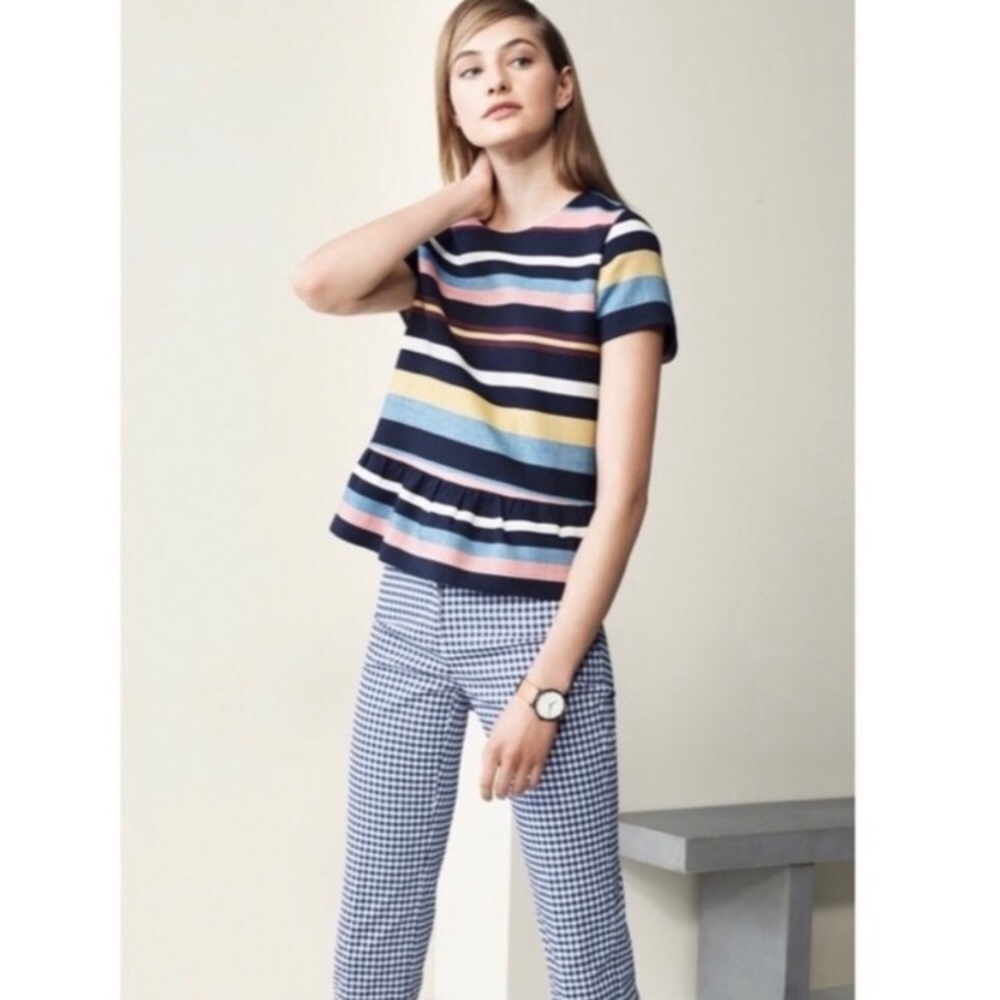 Halogen Multi-Colored Striped Peplum Top